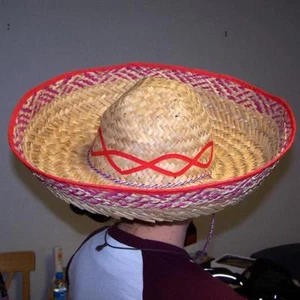 2 LARGE STRAW MEXICAN SOMBRERO HAT mexico ht47 tall cap dressup costumes PARTY - Picture 1 of 1