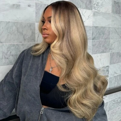 Парики с кружевной передней частью 100% человеческие волосы пепельный блондин с платиновым блондином Body Wave  - Изображение 1 из 4