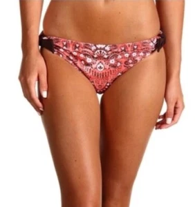 NWT $49 prAna "RENA" REVERSIBLE ORANGE BROWN FLORAL BIKINI SWIM SURF BOTTOMS XS - Picture 1 of 7