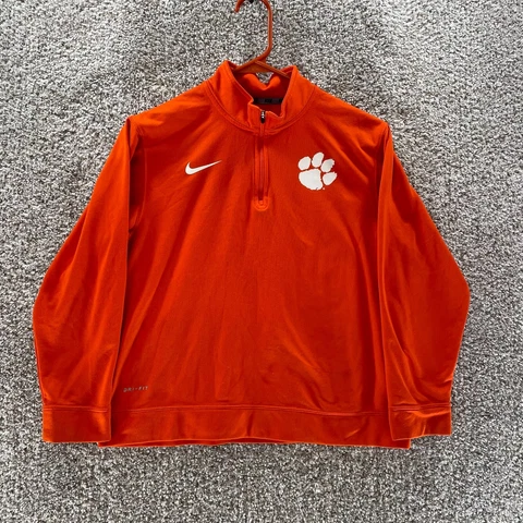 Nike Sweatshirt Youth Medium Orange Nike Quarter Zip Pullover NCAA Football Logo Cover