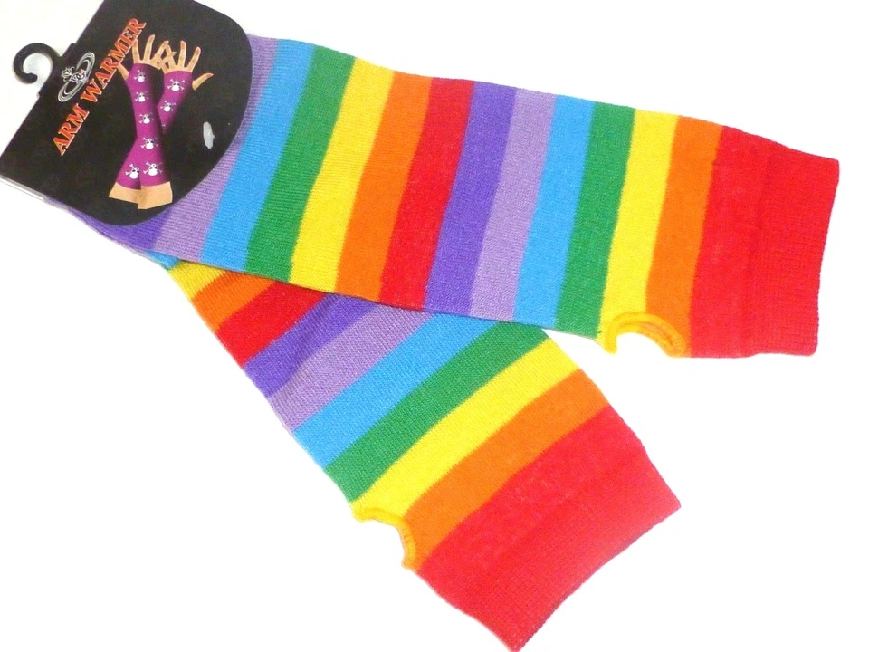 Unisex Fingerless Punk Rocker Gloves Arm Warmers LGBT Rainbow Gay Pride  - Image 1 of 1