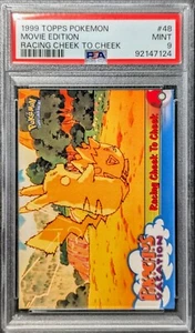 1999 POKEMON TOPPS BLUE LOGO 1st MOVIE EDITION #48 RACING CHEEK TO CHEEK PSA 9 - Picture 1 of 2