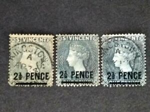 1890 St. Vincent Queen Victoria Overprint 2 1/2p On 1p Variety Colour - 1v Used