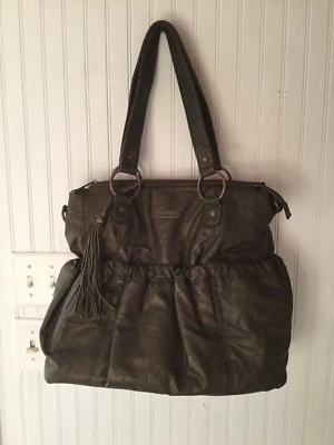 Wendy Bellissimo Vegano Imitación Cuero Bolsa de Pañales Marrón Chaqueta de Bombardero Look LG USADO EN EXCELENTE ESTADO   Foto 1 de 4