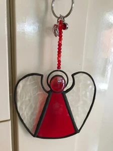 Birthstone angel July stained glass ruby red hanging decoration suncatcher - Picture 1 of 15