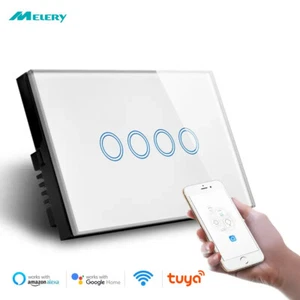 Wifi Smart Life Tuya Light Wall Switch Touch Panel Wireless Voice Remote Control - Picture 1 of 17