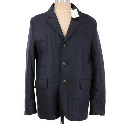 Luciano Barbera NWT 100% Wool Quilted Coat Size 56 XXL in Navy Blue - Image 1 of 4