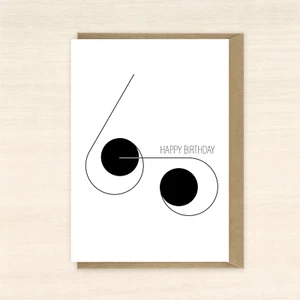 60th birthday card, minimal graphic, Australian made, blank with envelope - Picture 1 of 6