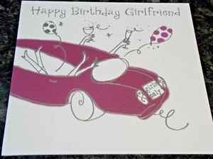 Girlfriend Birthday Card. Girls Only Car Party Theme. Blank Card by Tracks. - Picture 1 of 3