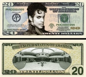 ✅ Pack de 100 Prince Rogers Nelson Music 20 Dólares Coleccionables Novedad Dinero ✅ - Imagen 1 de 6