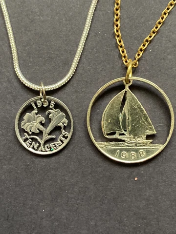 Two Cut Coin Pendants from Bermuda 1995  1988 Cover