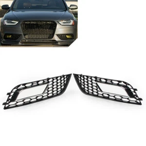 Front Fog Light Honeycomb Hex Mesh Grill Cover Chrome For Audi A4 B8.5 2013-16 - Picture 1 of 11