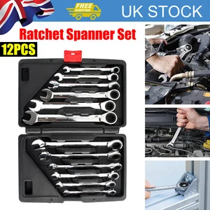 12X Combination Spanner Wrench Set Metric Combo Garage Tool with Storage Box - Picture 1 of 12
