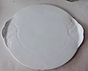 ELEGANT WHITE CAKE CHEESE PLATE / TRAY - ABOUT 13 INCHES - Picture 1 of 12