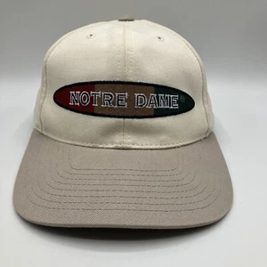 VTG 90s American Needle Notre Dame Fighting Irish Strapback Hat Tan Oval Logo - Picture 1 of 14