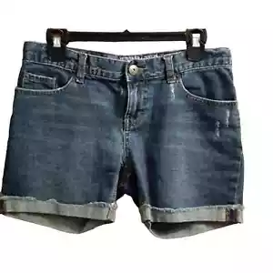 Mossimo Boyfriend Distressed Premium Blue Denim Shorts Size 2 Good Condition - Picture 1 of 6