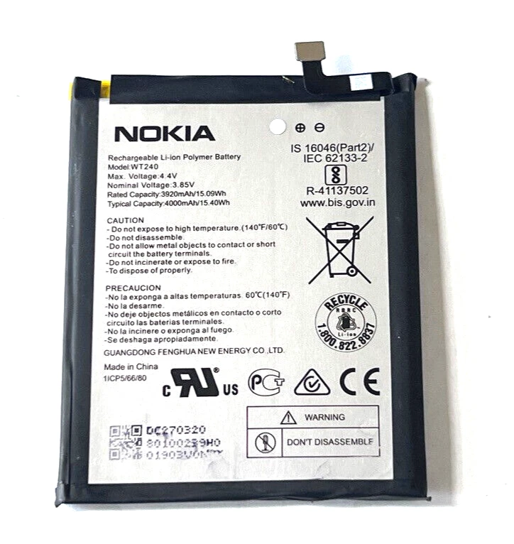 Repuesto de batería OEM WT240 4000mAh para teléfono Nokia 2.3 / 5.3 / 3.2 / C5 Endi Foto 1 de 1