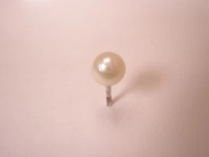 6.5 mm Pearl 14K White Gold Quality Vintage BAB Tie Tack Lapel Pin v36 - Picture 1 of 4