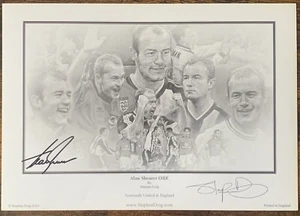 Stephen Doig opera d'arte firmata dall'artista e Alan Shearer Inghilterra certificato di autenticità - Foto 1 di 1
