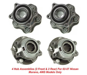 Conjunto de cojinete buje de 4 ruedas para Nissan Murano 2003-2007 solo modelos AWD - Imagen 1 de 7