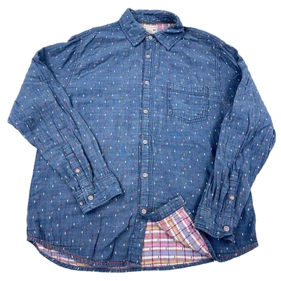 Carbon 2 Cobalt Shacket Men Medium Blue Shirt Jacket Lined Spotted Pocket Camp - Image 1 of 4