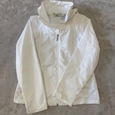 Chaqueta con Capucha IZOD Performax Blanca Ligera Cremallera Completa Para Mujer Pequeña Foto 1 de 4