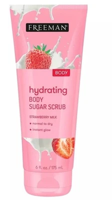 1 FREEMAN EXFOLIATING  BODY SUGAR SCRUB STRAWBERRY MILK 6oz-INSTANT GLOW-SHIP24H - Image 1 of 4
