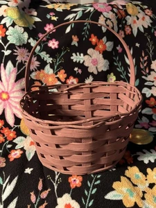 Nice Heavy Sturdy Weaved Half Basket Mauve Color 11 1/2 X 8 1/2 - Picture 1 of 4
