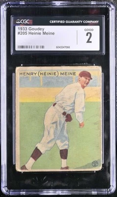 Goudey #205 1933 Heinie Mein CGC 2 bueno 5715  Foto 1 de 2