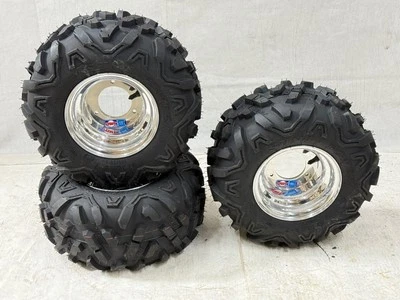 Honda ATC 70 DWT Polished Front Rear Rims 16" Sunf A051  Trails Mud Tires 16x8-7 - Image 1 of 4