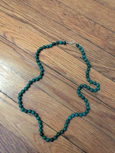 Vintage Estate Jewelry Malachite Beaded Necklace Clasp Closure 28" - Picture 1 of 7