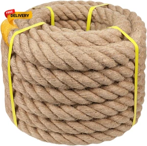 Natürliches Jute Hanfseil 2 Zoll x 50 Fuß dickes Manila Seil für Docks Geländer C.. - Bild 1 von 12