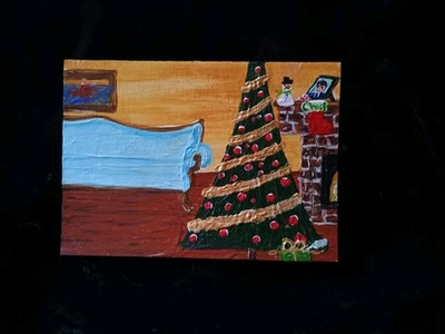 Charlie Kirk UNOPENED GIFTS painting Christmas art TRADING CARD Trump ACEO Brut - Image 1 of 4