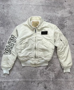 Alpha Industries CWU-45/P Flyer's Bomber Nylon Flight Jacket Size S Men's White - Picture 1 of 18