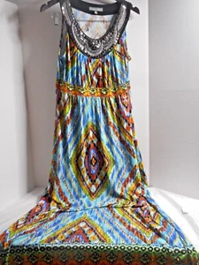 NY COLLECTION Sleeveless Studded Elastic Long Dress COLOR Size M Poly/Spandex - Picture 1 of 11