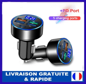 Chargeur voiture rapide 5 ports 66W, compatible iPhone, Samsung, Xiaomi, Huawei - Imagen 1 de 10