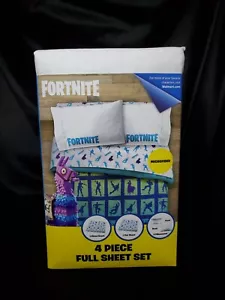 Juego de sábanas Fortnite Llama de 4 piezas tamaño completo niños/niñas juegos épicos ¡nuevo! - Imagen 1 de 5