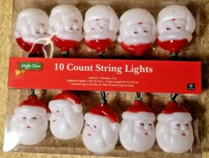 Set of 10 Santa String Light Set green Wire New 6ft.Indoor/Outdoor 120V 60Hz - Picture 1 of 4