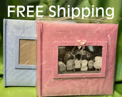 2 Pk ~ Pioneer Photo Album Blue/Pink Gingham Check Cover 50 Page 200 4X6 Pockets - Image 1 of 4