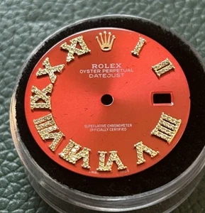 Rolex Mens Datejust Custom Red Roman Diamond Dial For 16013 16233 116233 - Picture 1 of 4