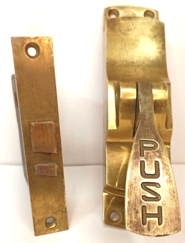 Corbin Brass Door Push Handle, Vintage With Antique Mortise, Matching Set Lot Cover