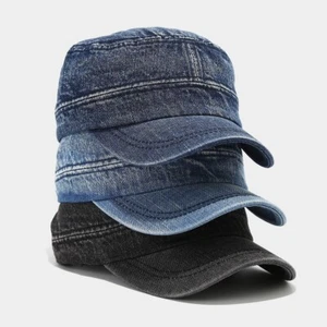 Hommes Réglable Jeans Casquette Baseball Plat Décontracté Haut Style Militaire - Picture 1 of 13