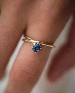 Blue Sapphire Ring-Gold Sapphire Band-Oval Sapphire Gold Ring cz Ring - Picture 1 of 6