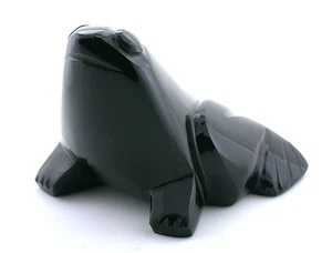 LARGE OBSIDIAN FROG MEXICAN CARVING GEMSTONE GEM STONE NATURAL OC8 - Picture 1 of 3