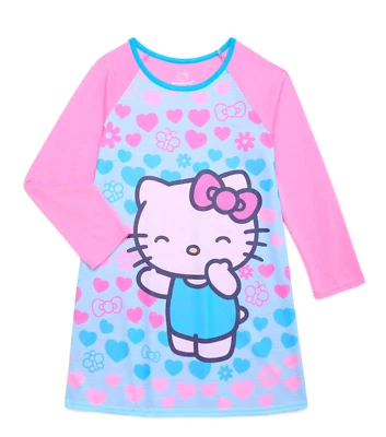 Hello Kitty ночная рубашка пижамы платье сна рубашка девочек Sz 4 5 6 7 8 10 12 Valentine - Изображение 1 из 4