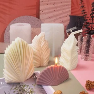 Silicone Candle Mold Leaf Scented Candle Making Resin Molds Large Scallop Candle - Picture 1 of 19