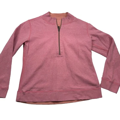 Tommy Bahama Sweatshirt Women Small Heather Pink Mock Neck Long Sleeve Half Zip - Image 1 of 4