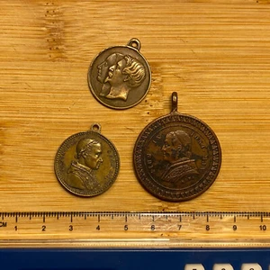 2x Papal Pendants & 1 Napoleon Wedding: c14.8g Porous, c7.57g, c3.4g (ref #22) - Picture 1 of 5