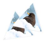 2x Triangle Shape Vinyl Stickers Winter Blackbird Snow Bird Garden #52490