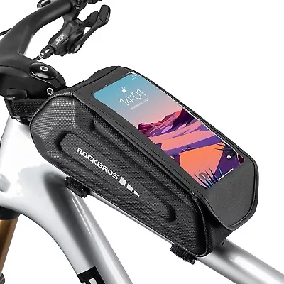 ROCKBROS Bike Phone Holder Top Tube Front Frame Bag Mount Handlebar Bag 6.8" EVA - Image 1 of 4